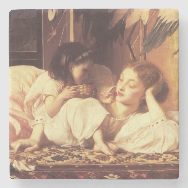 Mutter und Kind (Frau und Tochter) Steinuntersetzer (Vorderseite)