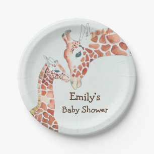 Mutter und Kind Giraffe Kinderdusche Pappteller