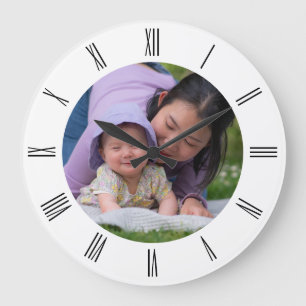 Mutter-und-Kind-Kreisform Familienfoto Große Wanduhr