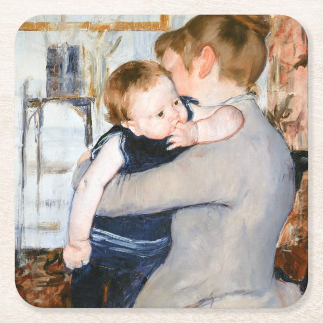 Mutter und Kind, Mary Cassatt Rechteckiger Pappuntersetzer (Vorderseite)