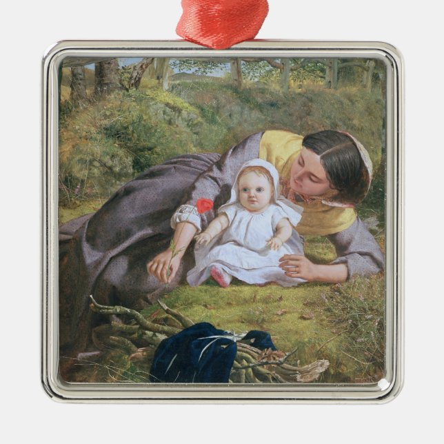 Mutter und Kind mit einer Mohnblume Ornament Aus Metall (Vorne)
