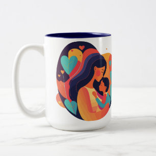Mutter und Kind mit Herzen, Modern Style Tasse
