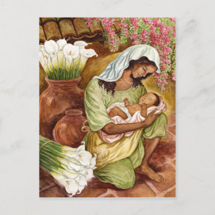 MUTTER UND KIND MIT KALA LILILIEN - MEHRERE POSTKARTE