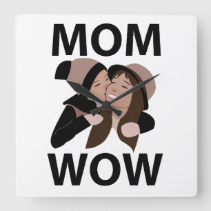 Mutter und Kind Mom Quadratische Wanduhr