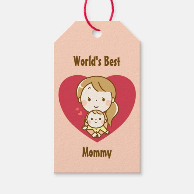 Mutter und Kind niedlich kawaii Cartoon Muttertag Geschenkanhänger (Vorderseite)
