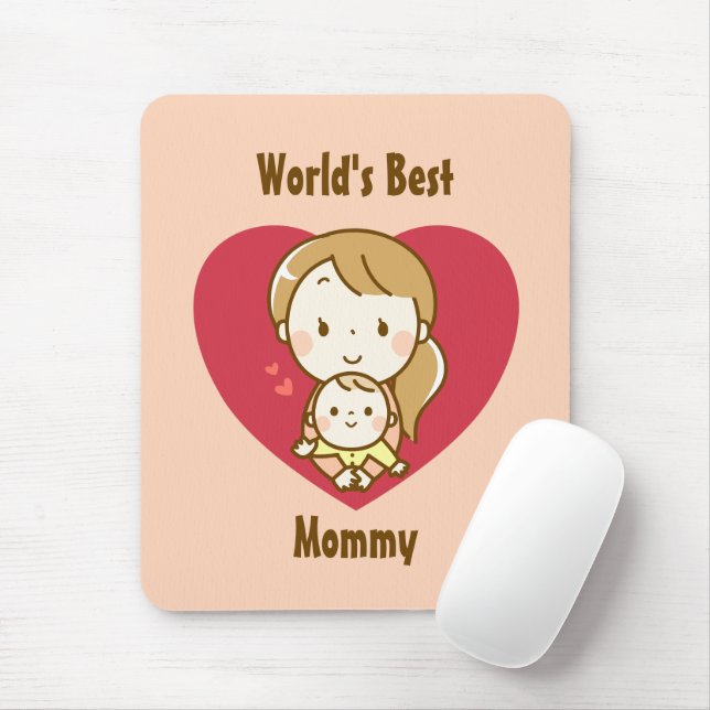 Mutter und Kind niedlich kawaii Cartoon Muttertag Mousepad (Mit Mouse)