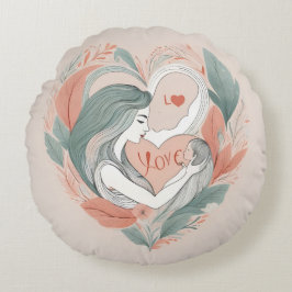 Mutter und Kind Rundes Kissen