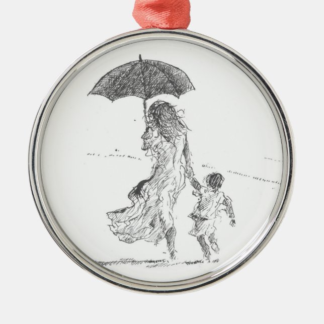 Mutter und Kind Sri Lanka Ornament Aus Metall (Vorne)