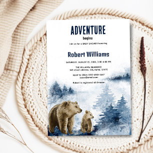 Mutter und Kind tragen Aquarellwald-Einladung Einladung