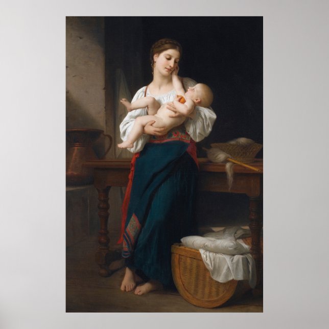Mutter und Kind (von Bouguereau) Poster (Vorne)