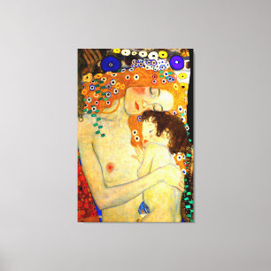 Mutter und Kind von Gustav Klimt Große Art Nouveau Leinwanddruck