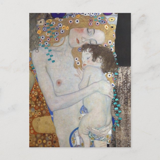 Mutter und Kind von Gustav Klimt Postkarte (Vorderseite)
