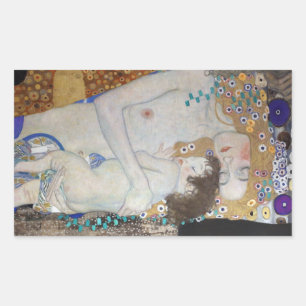 Mutter und Kind von Gustav Klimt Rechteckiger Aufkleber