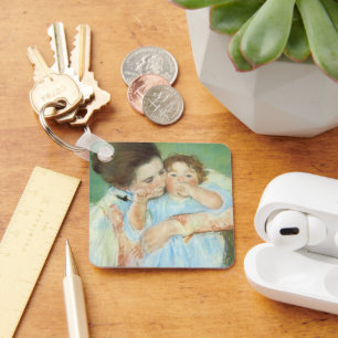 Mutter und Kind von Mary Cassatt, Vintage Fine Art Schlüsselanhänger