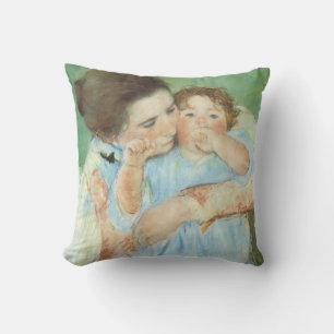 Mutter und Kind von Mary Cassatt, Vintage Kunst Kissen