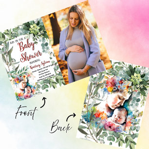 Mutter und Kind Wasserfarbe Foto Kinderdusche Einladung