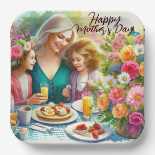 Mutter und Kinder Frohen Muttertag Papierplatte Pappteller