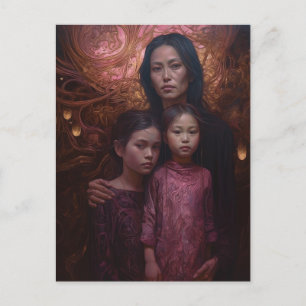 Mutter und Kinder Postkarte
