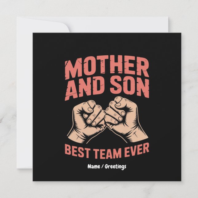 Mutter und Sohn Bestes Team je glücklichen Muttert Einladung (Vorderseite)