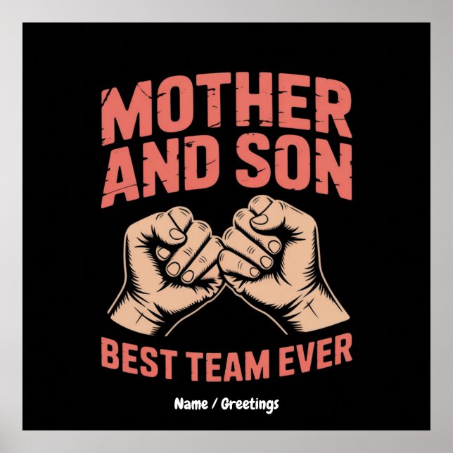 Mutter und Sohn Bestes Team je glücklichen Muttert Poster (Vorne)