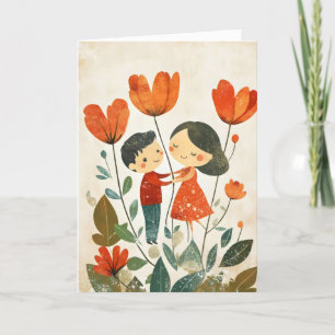 Mutter und Sohn Blume Niedlich Feiertagskarte