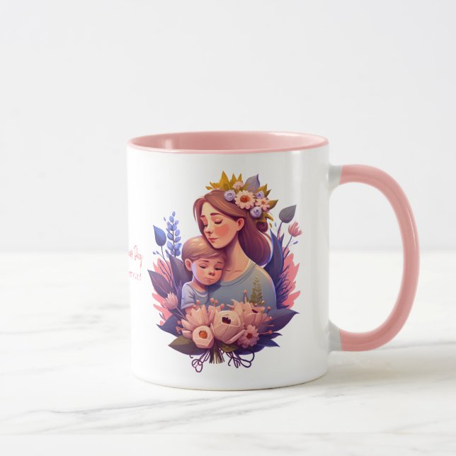 Mutter und Sohn glücklich Muttertag Tasse (Rechts)