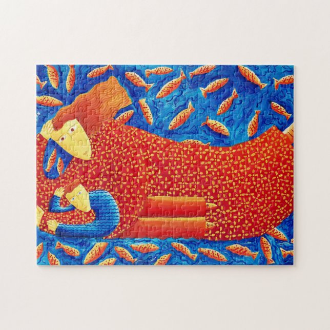 Mutter-und-Sohn-Malerei Puzzle (Horizontal)