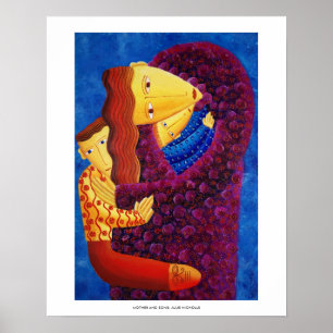 Mutter-und-Söhne-Gemälde Familienkunst-Druck Poster
