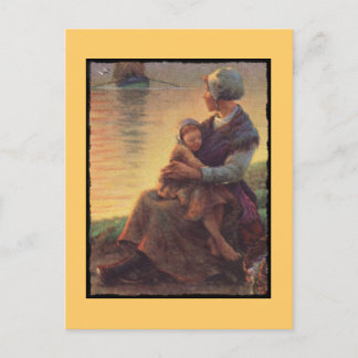 Mutter und Tochter an der Küste Postkarte