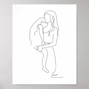 Mutter und Tochter Art, Line Zeichn, Line Art Poster