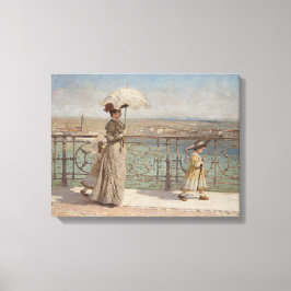 Mutter und Tochter auf einer Brücke in Italien Leinwanddruck