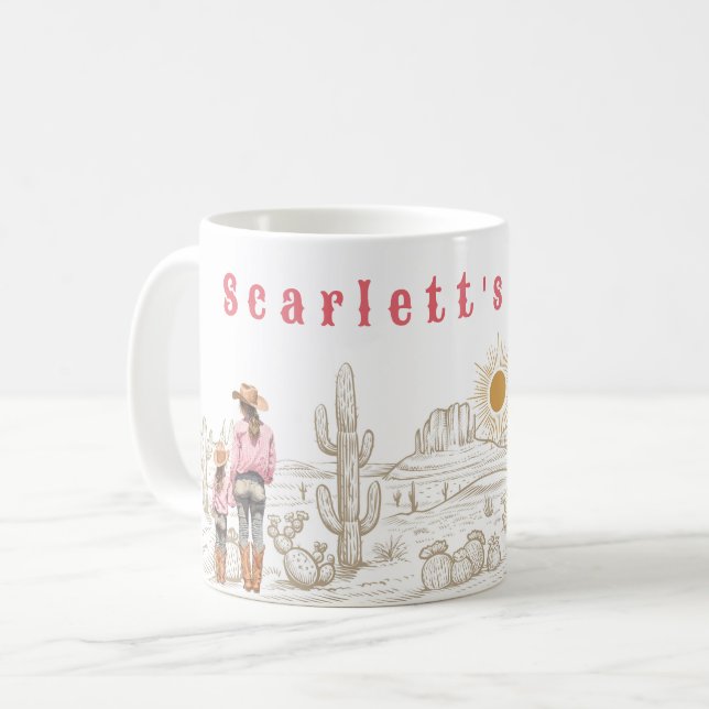 Mutter und Tochter CowGirls Geschenk 11oz Kaffeetasse (Vorderseite Links)