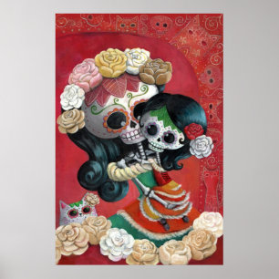 Mutter und Tochter Dia de Los Muertos Skeletons Poster