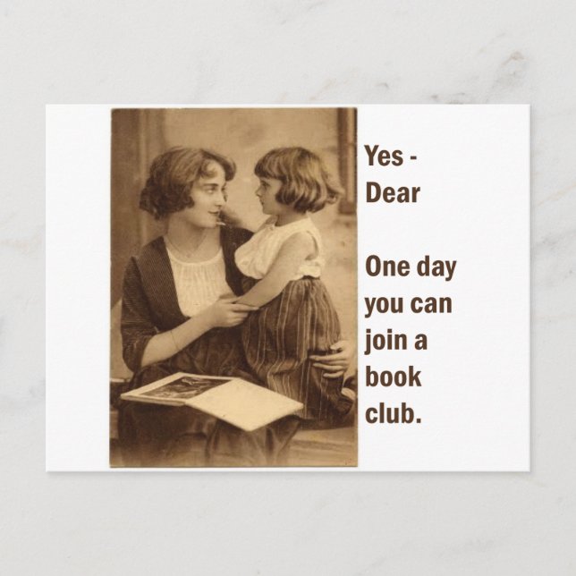 Mutter und Tochter eines Buchvereins Postkarte (Vorderseite)