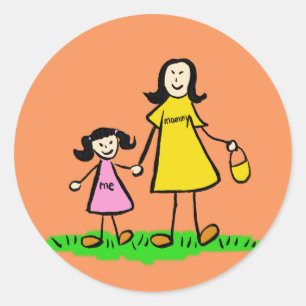 Mutter und Tochter Familienzeichen Kunstkleber Runder Aufkleber