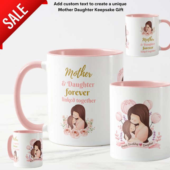 Mutter und Tochter Forever Link Illustrierte Kunst Tasse (Von Creator hochgeladen)