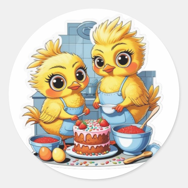 Mutter und Tochter in der Küche Runder Aufkleber (Vorderseite)