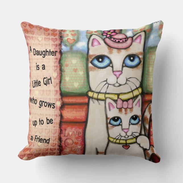 Mutter-und Tochter-Katzen-Liebethrow-Kissen Kissen (Vorderseite)