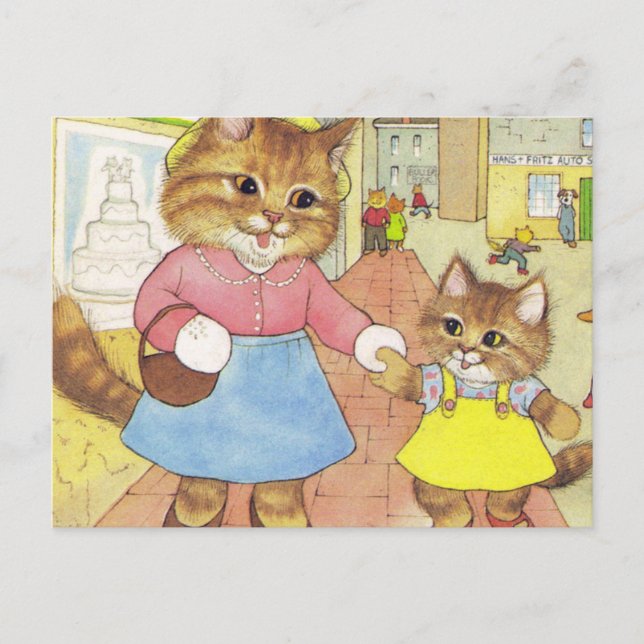 Mutter und Tochter Kitty Postkarte (Vorderseite)