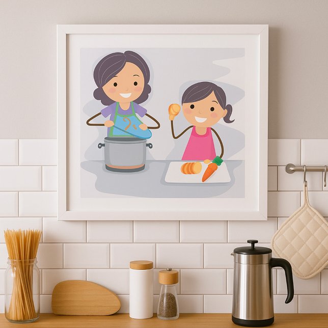 Mutter und Tochter kochen Poster (Von Creator hochgeladen)