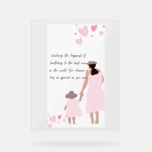 Mutter und Tochter rosa Herzsilhouette Acrylschild