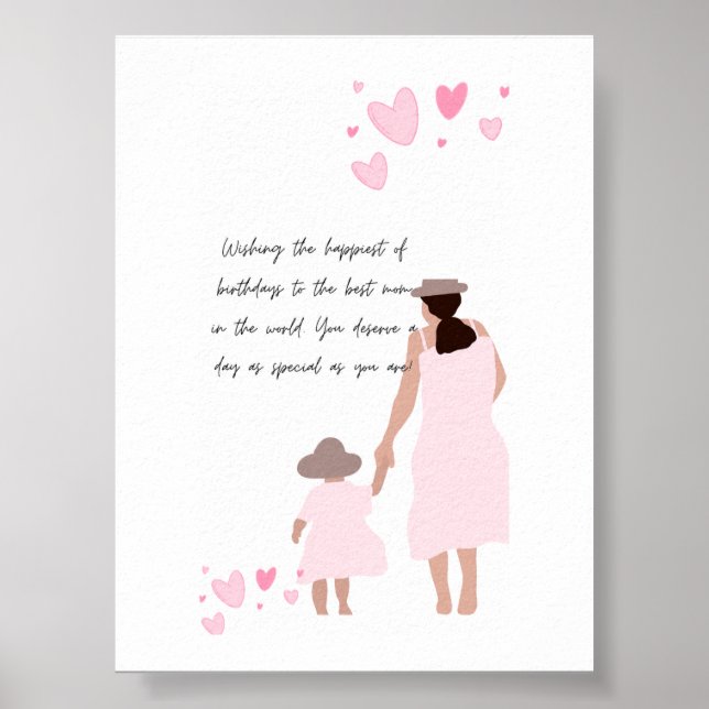 Mutter und Tochter rosa Herzsilhouette Poster (Vorne)
