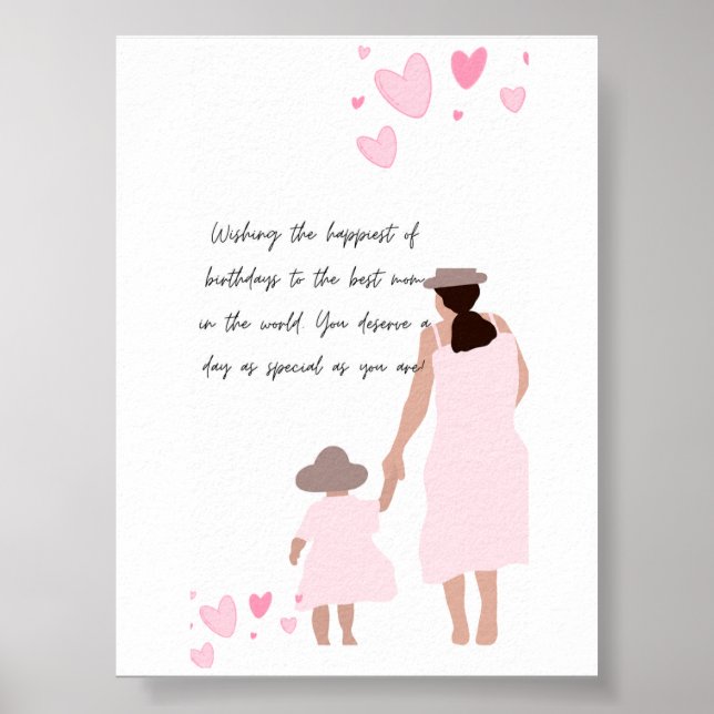 Mutter und Tochter rosa Herzsilhouette Poster (Vorne)