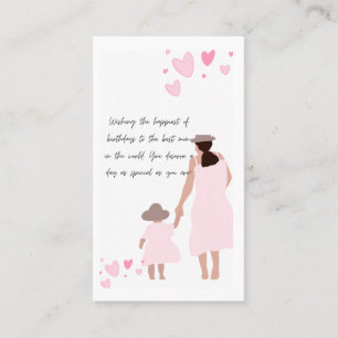 Mutter und Tochter rosa Herzsilhouette Visitenkarte