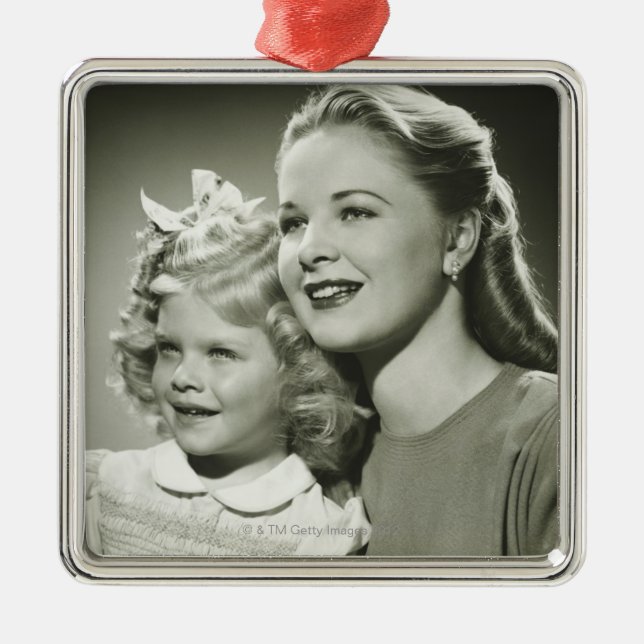 Mutter und Tochter Silbernes Ornament (Vorne)