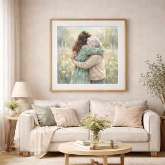 Mutter und Tochter umarmen Kunstposter Poster