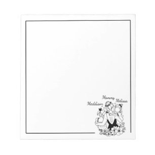 Mutter und Tochter verbinden Kunst mit Namen Notizblock