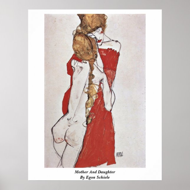 Mutter und Tochter von Egon Schiele Poster (Vorne)