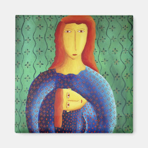 Mutter-und-Tochter-Zeitgenössische Kunstmalerei Magnet