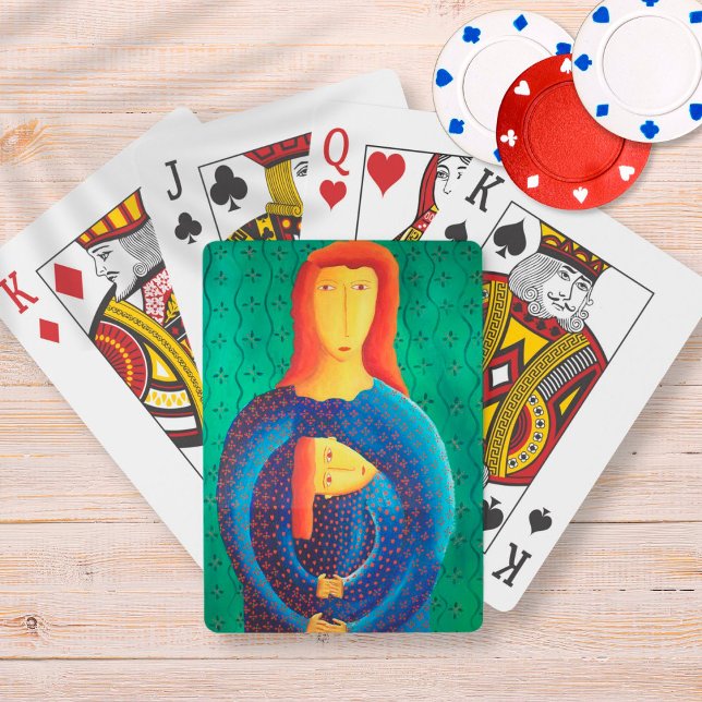 Mutter und Tochter zeitgenössische Kunstmalerei Spielkarten (Von Creator hochgeladen)